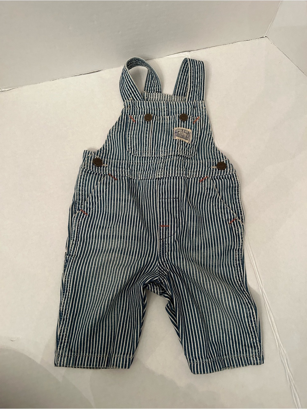 Ralph Lauren Navy & White Pinstripe Kids Overalls